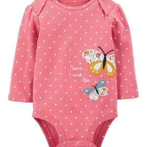 💕🦋NWT Carter's butterfly onesie Nana & me 9 months pink polka dot